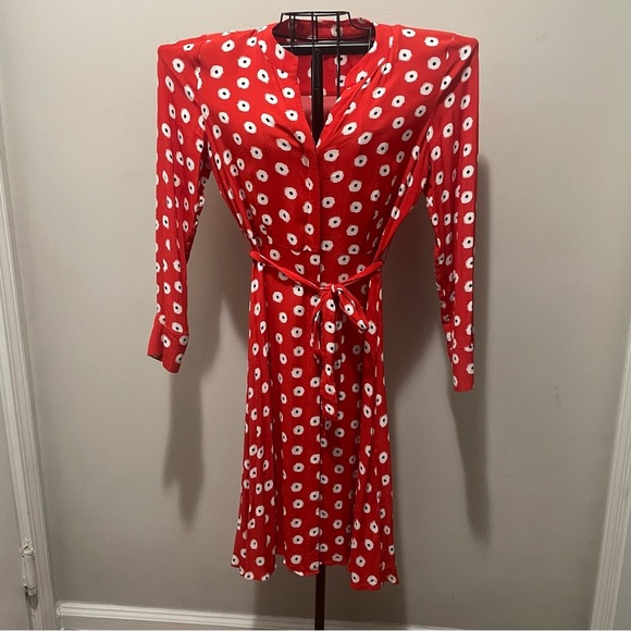 Boden Jessica Red Poppy Spot A-Line Cottagecore Dress with Tie Sash Size 6 - Picture 2 of 9